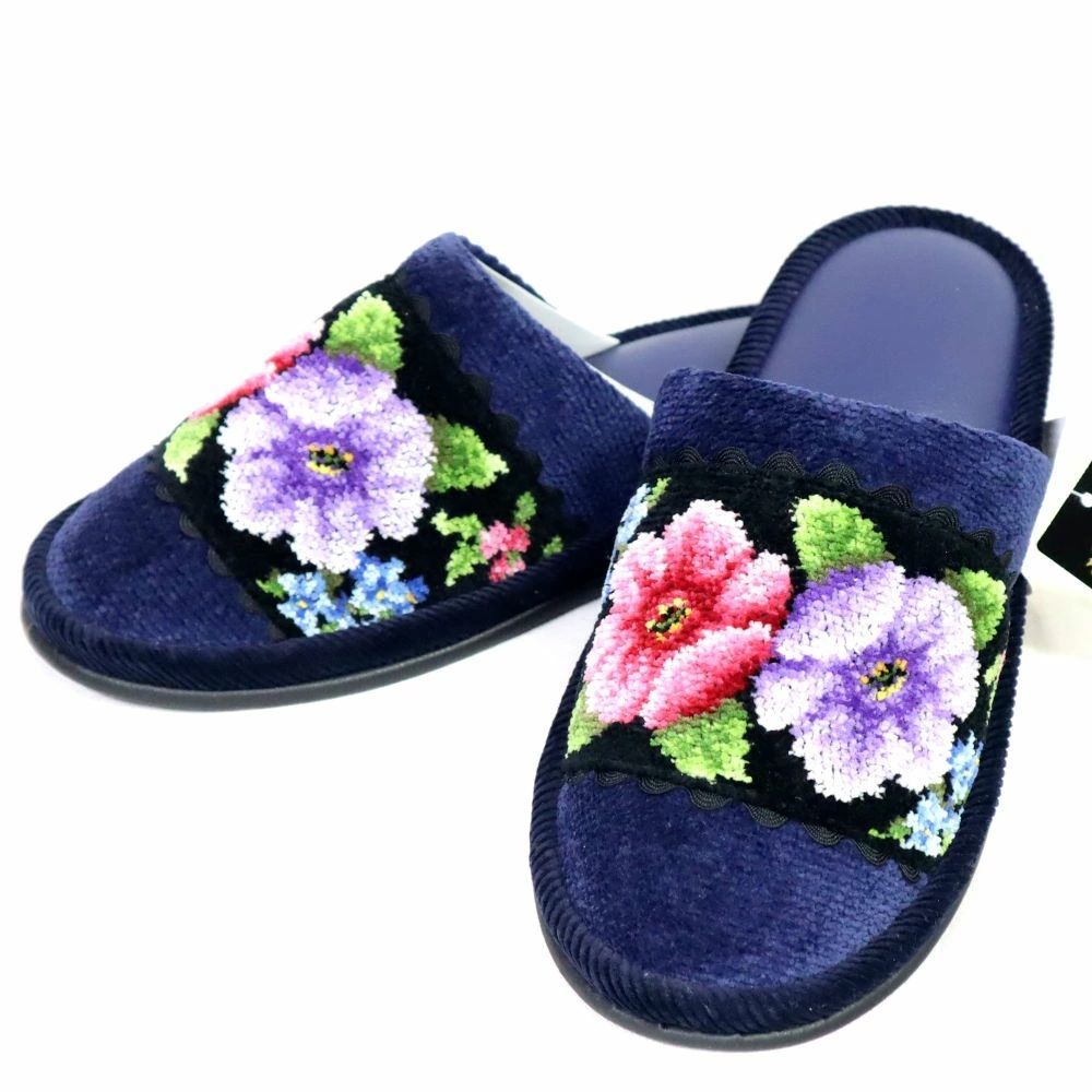 フェイラー スリッパ 定価9 900円 アデルフローリア ヒール無 ネイビー ADF 222028