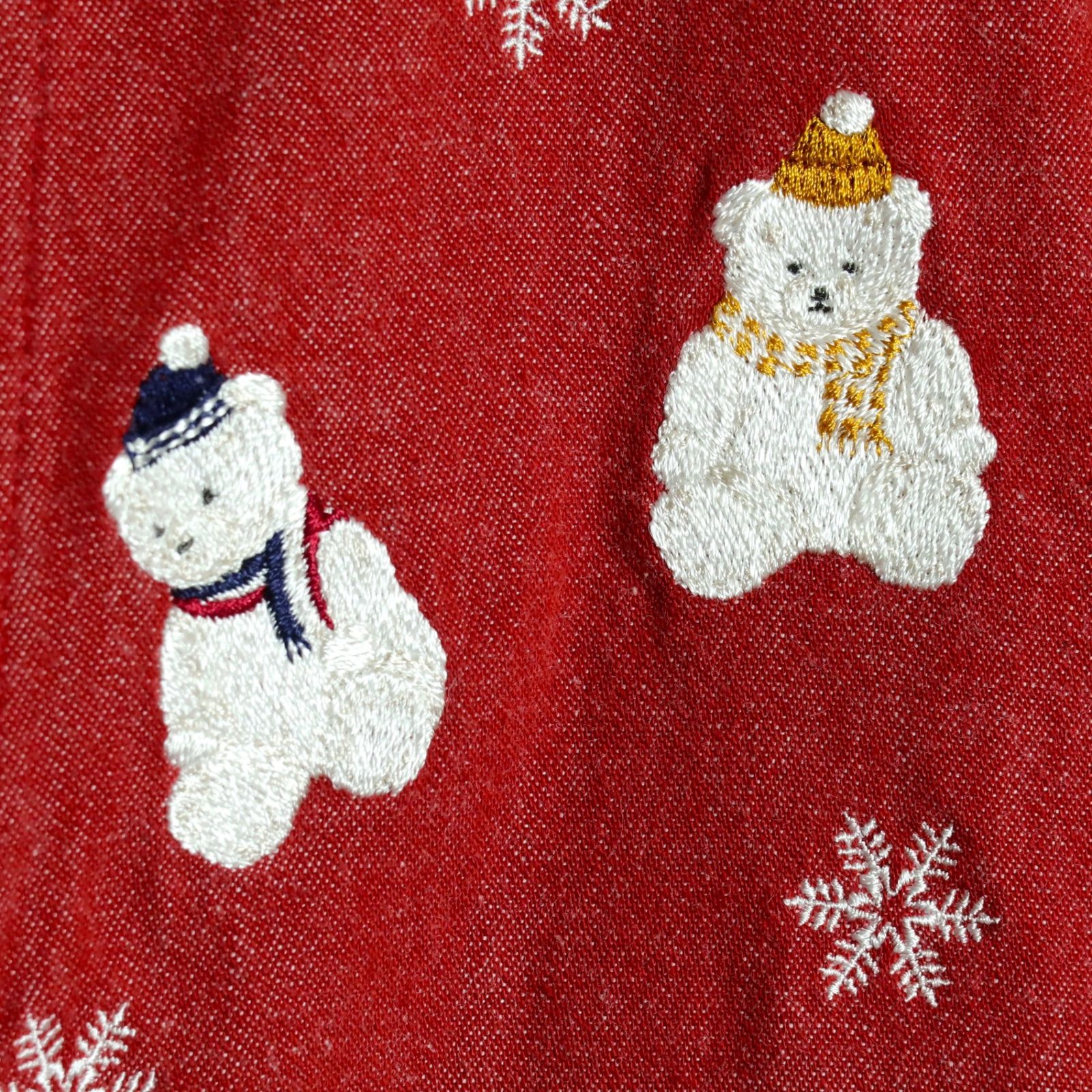 ピンクハウス☆雪だるまくま♪フード付きブラウス 赤系 前開き リボン