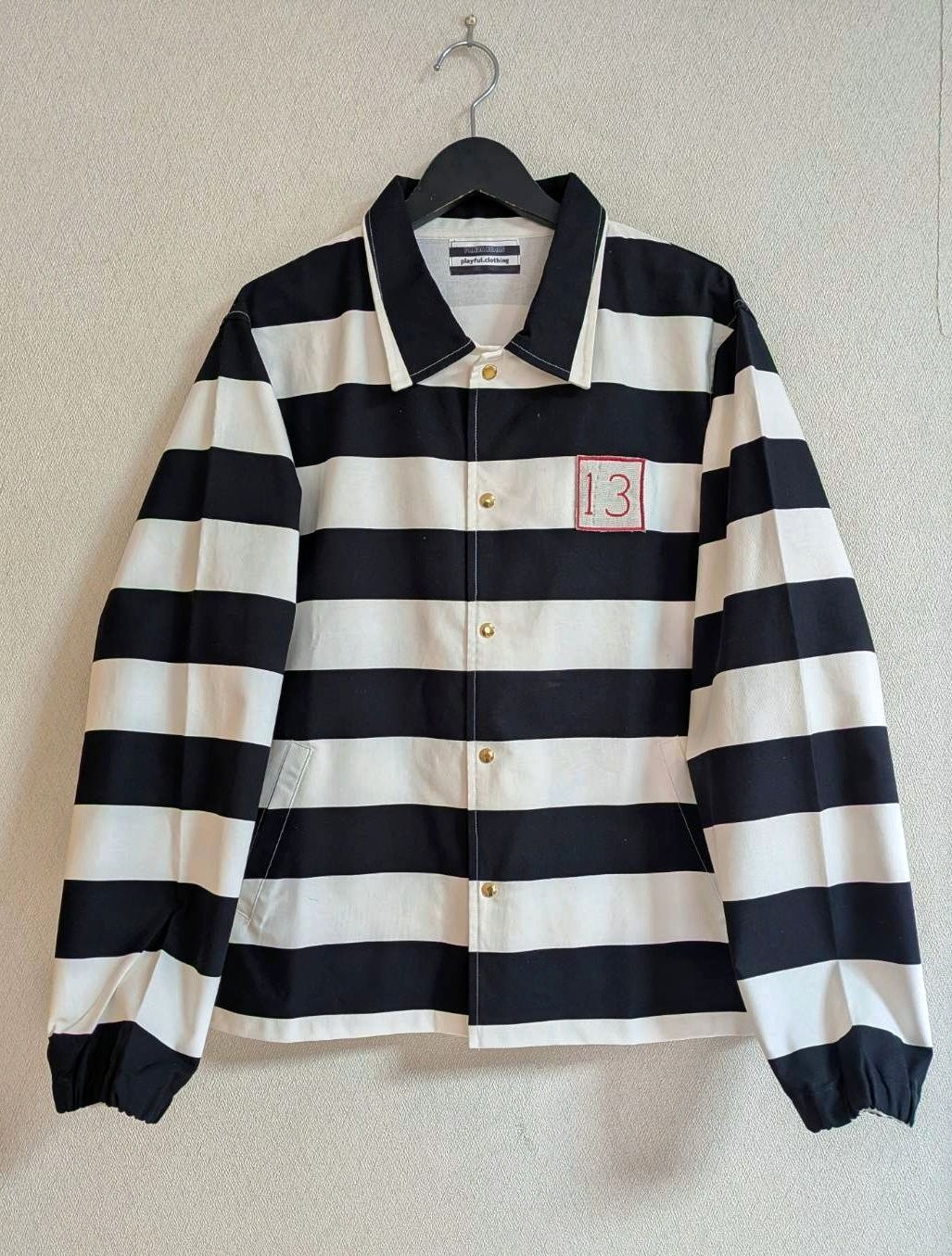 PANDABEARS PRISONER COTTON COACH JKT ORIGINAL PATCH パンダベアーズ ボーダー 囚人 コーチジャケット シマシマ しましま プリズナージャケット ワークジャケット オリジナル ワッペン付き
