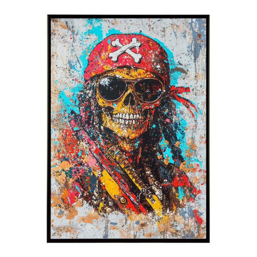 【B3サイズ（約36x51cm）】【lm-poster-3578】【フレーム付き】パンキッシュ ドクロ スカル 骨 ボーン がいこつ 骸 むくろ 派手 ポスター イラスト