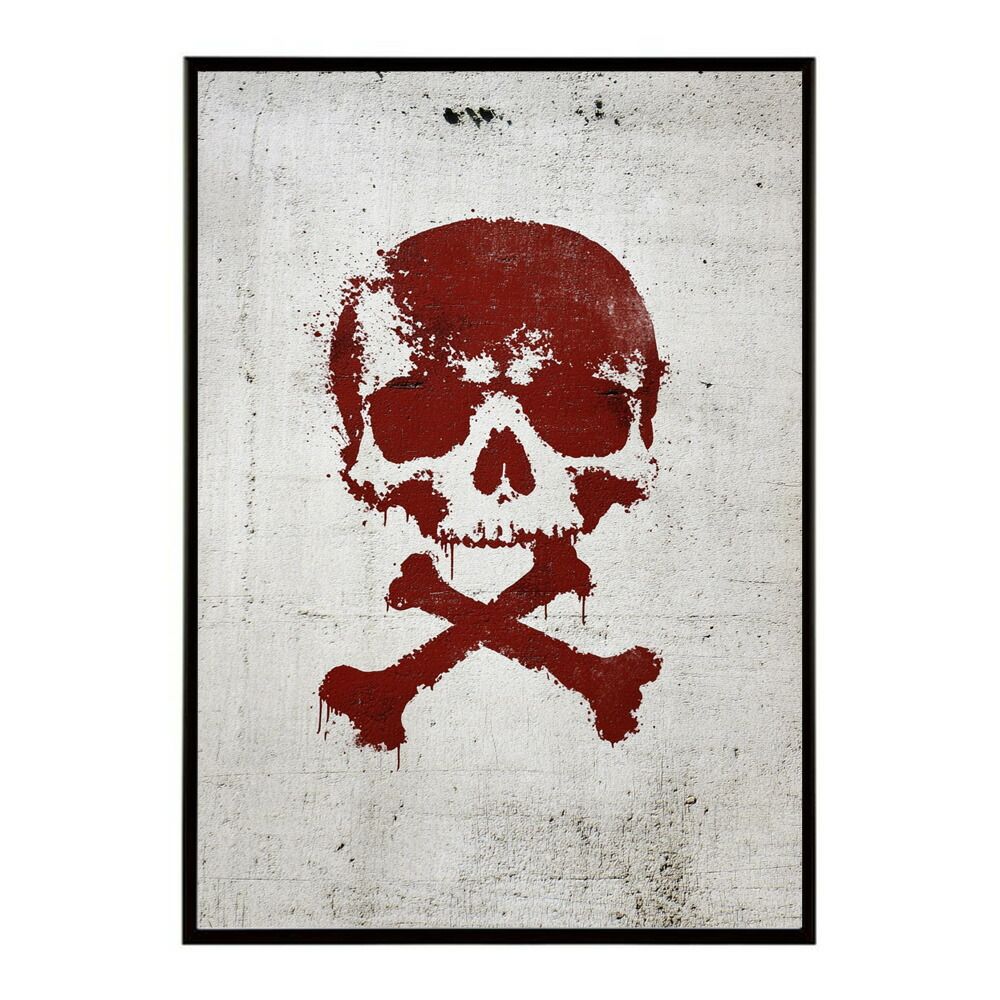 A 約42 x 59 cm lm poster 3583 フレーム付き パンキッシュ ドクロ スカル 骨 ボーン がいこつ 骸 むくろ 派手 ポスター イラスト