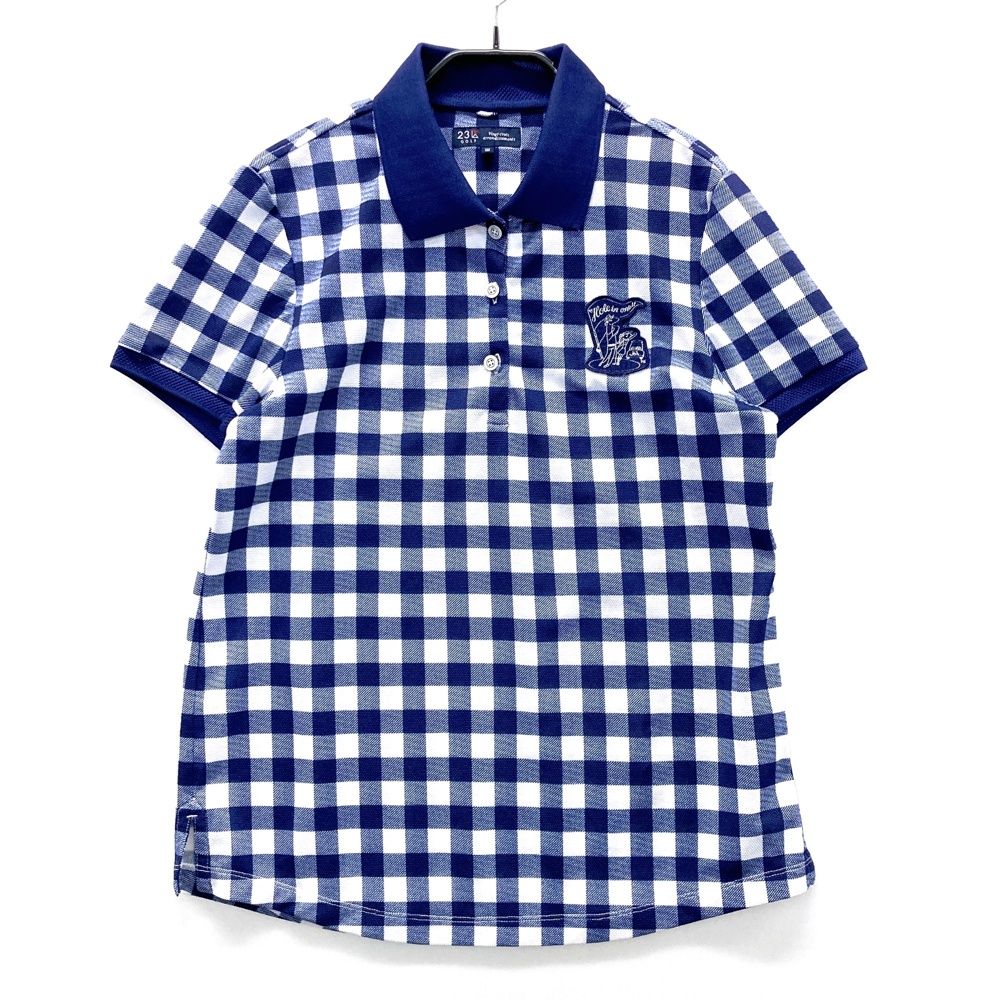 サイズ：3 23区GOLF ニジュウサンクゴルフ  半袖ポロシャツ チェック柄 ブルー系 [240101525117] ゴルフウェア レディース ストスト