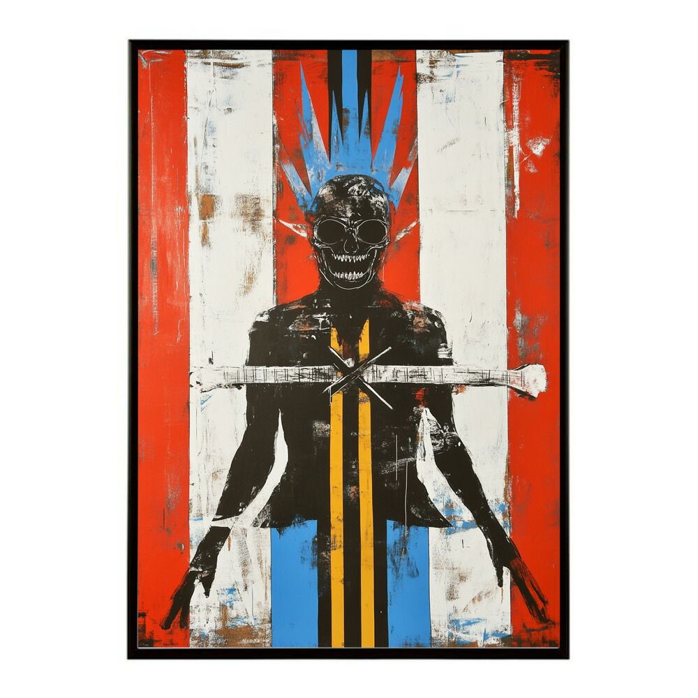 B 約73 x 103 cm lm poster 3588 フレーム付き パンキッシュ ドクロ スカル 骨 ボーン がいこつ 骸 むくろ 派手 ポスター イラスト