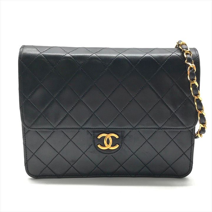 CHANEL シャネル ココマーク マトラッセ チェーン ショルダー バッグ ラムスキン プッシュロック ブラック レディース a 10879