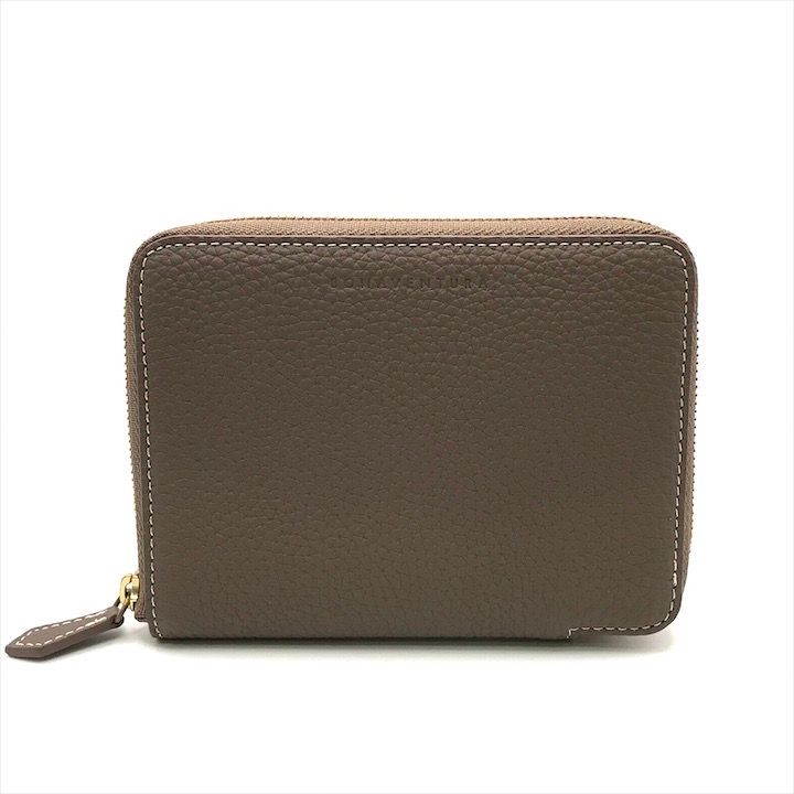 超 ボナベンチュラ ミディアムジップ ウォレット 財布 コンパクト レザー グレージュ レディース コインケース付 k 7070