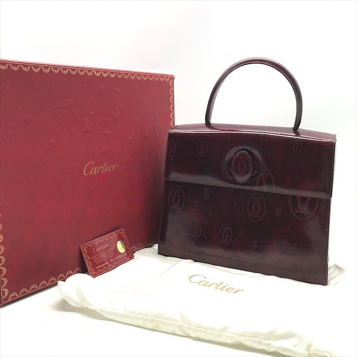 Cartier カルティエ エナメル ハッピーバースディ トップ ハンドル ハンド バッグ レディース 鞄 BAG k 7182