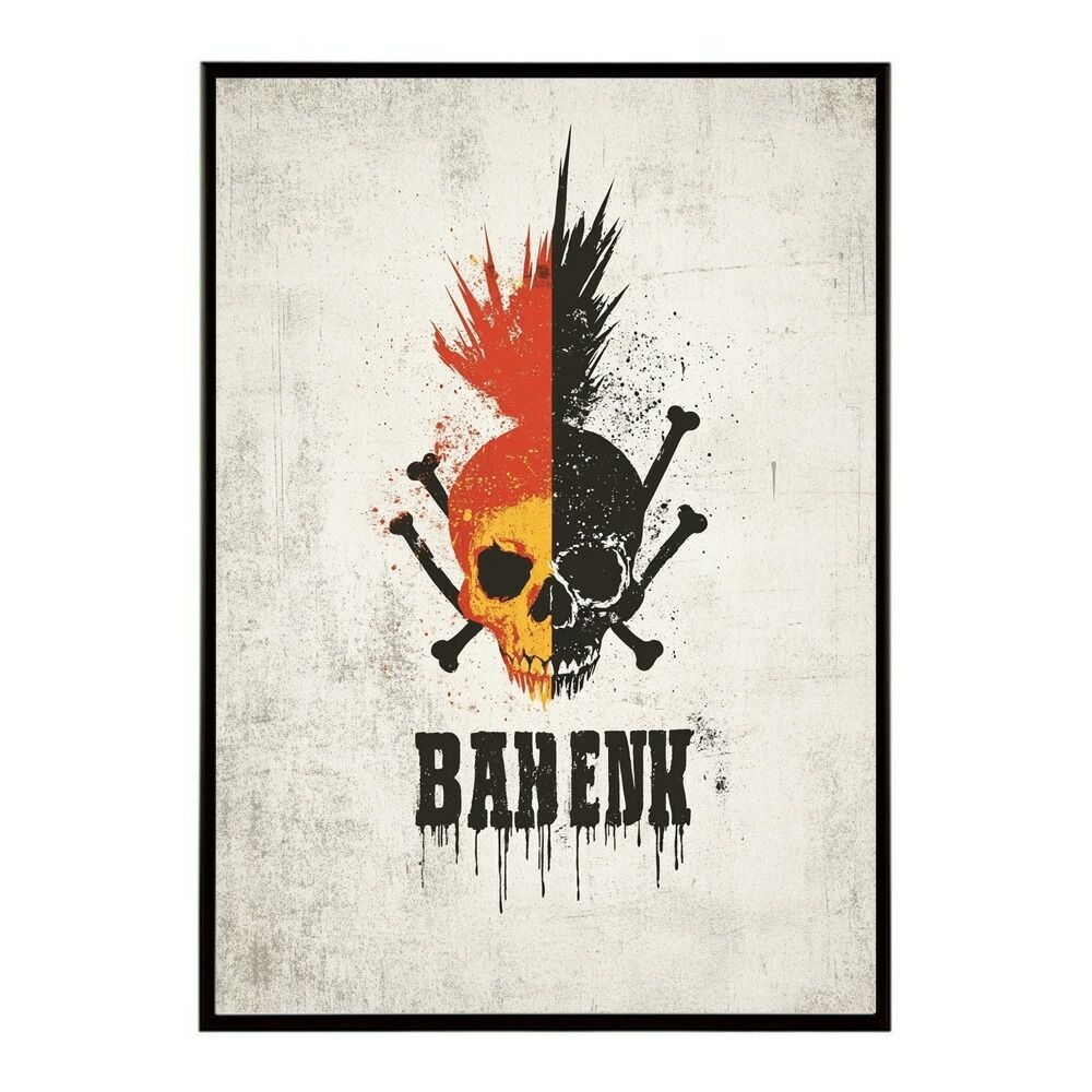 【A1サイズ（約59x84cm）】【lm-poster-3598】【フレーム付き】パンキッシュ ドクロ スカル 骨 ボーン がいこつ 骸 むくろ 派手 ポスター イラスト