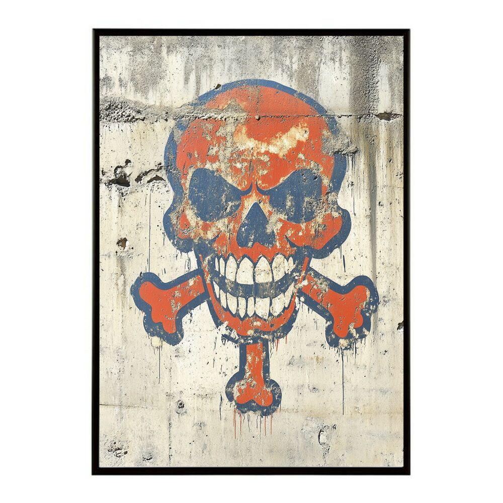B 約51 x 73 cm lm poster 3601 フレーム付き パンキッシュ ドクロ スカル 骨 ボーン がいこつ 骸 むくろ 派手 ポスター イラスト