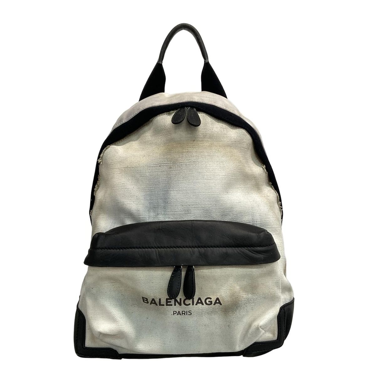 バレンシアガ リュックサック ネイビーバックパック 409010 アイボリー×黒 レザー