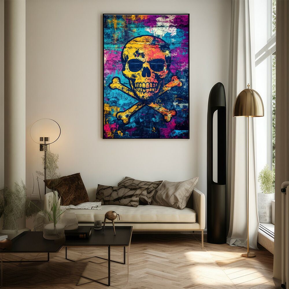 B2サイズ（約51x73cm）】【lm-poster-5360】【フレーム付き】ドクロ