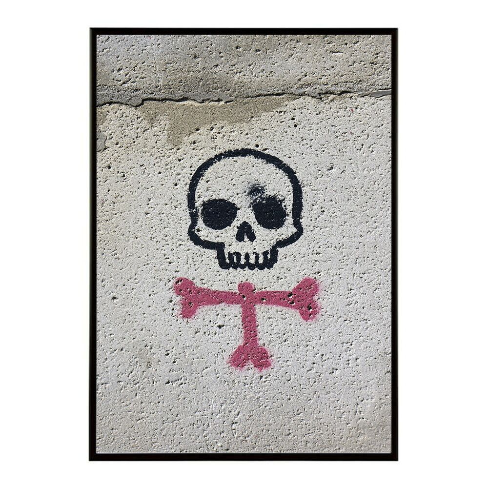 A 約84 x 119 cm lm poster 3623 フレーム付き パンキッシュ ドクロ スカル 骨 ボーン がいこつ 骸 むくろ 派手 ポスター イラスト