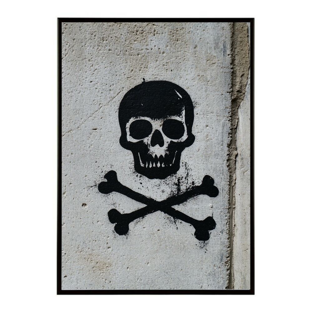 【B3サイズ（約36x51cm）】【lm-poster-3629】【フレーム付き】パンキッシュ ドクロ スカル 骨 ボーン がいこつ 骸 むくろ 派手 ポスター イラスト