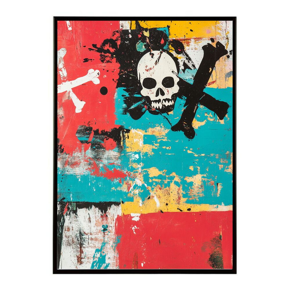 【A0サイズ（約84x119cm）】【lm-poster-5562】【フレーム付き】アートポスター ゴートスカル ヤギ 頭骨 モノトーン 骸骨 デザイン 壁掛け イラスト