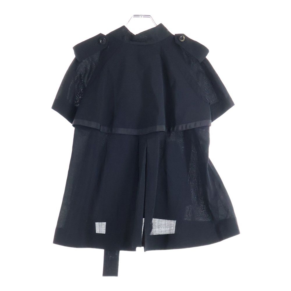 Sacai サカイ 21 SS Suiting Pullover スーチング プルオーバー 半袖シャツ ブラウス ブラック レディース 21-05390