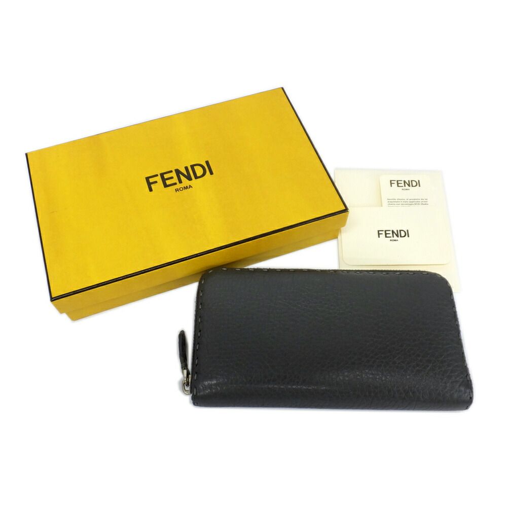 天白】フェンディ ラウンドファスナー 長財布 セレリア クオイオ