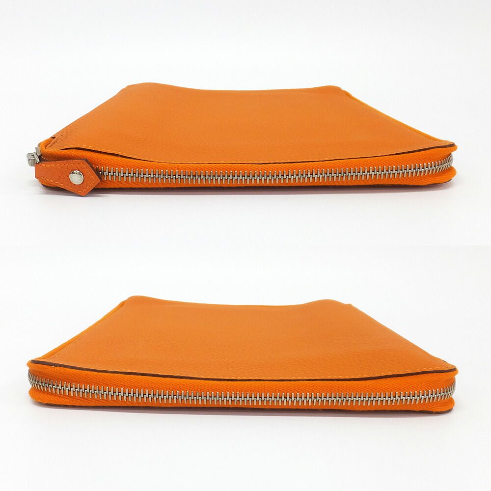 天白】エルメス e-ZIP タブレットケース トゴ エルメスオレンジ □R