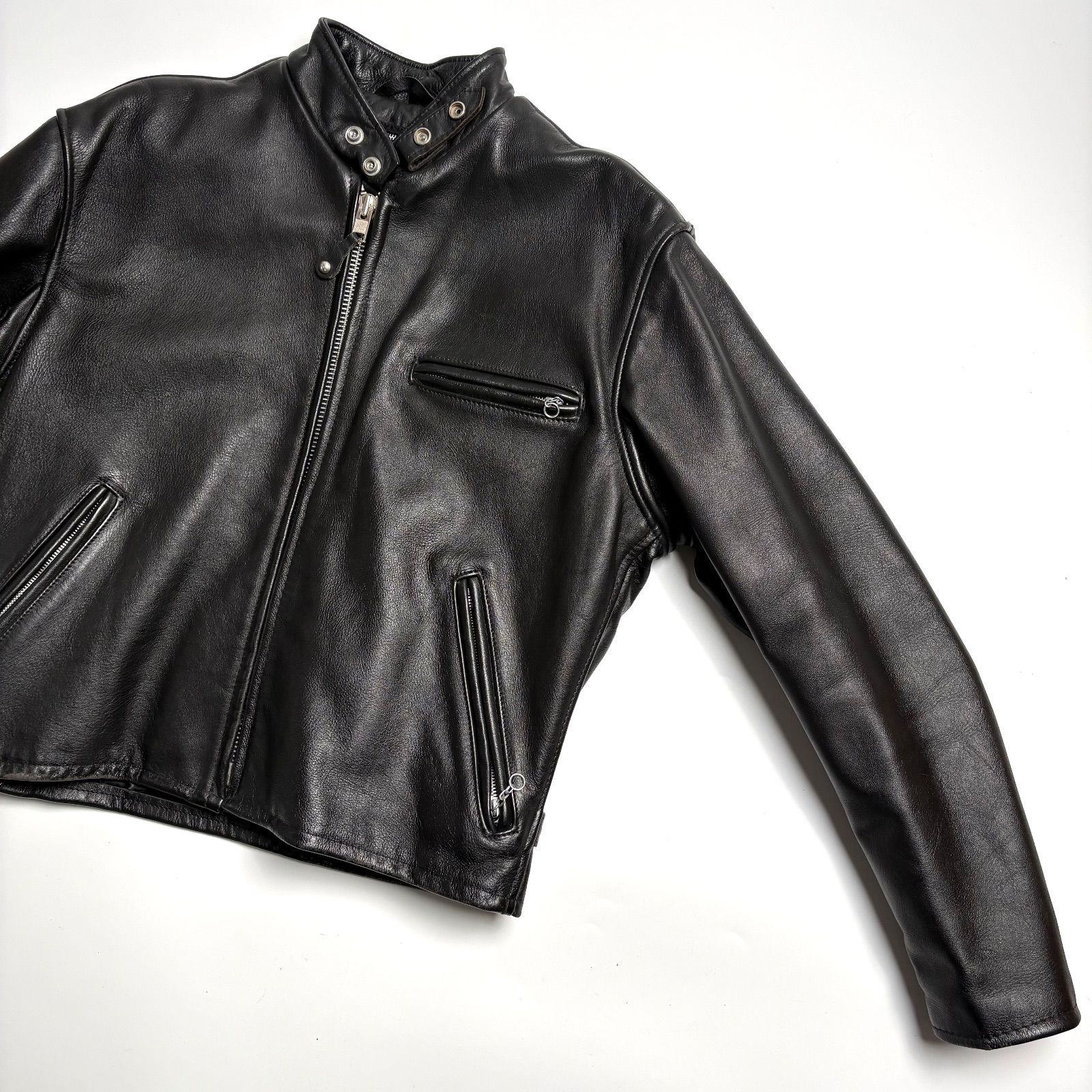 極美品 ボアライナー付 schott ショット 641 立襟黒革ライダース 42 極美品 ボアライナー付 schott ショット 641 立襟黒革ライダース 42