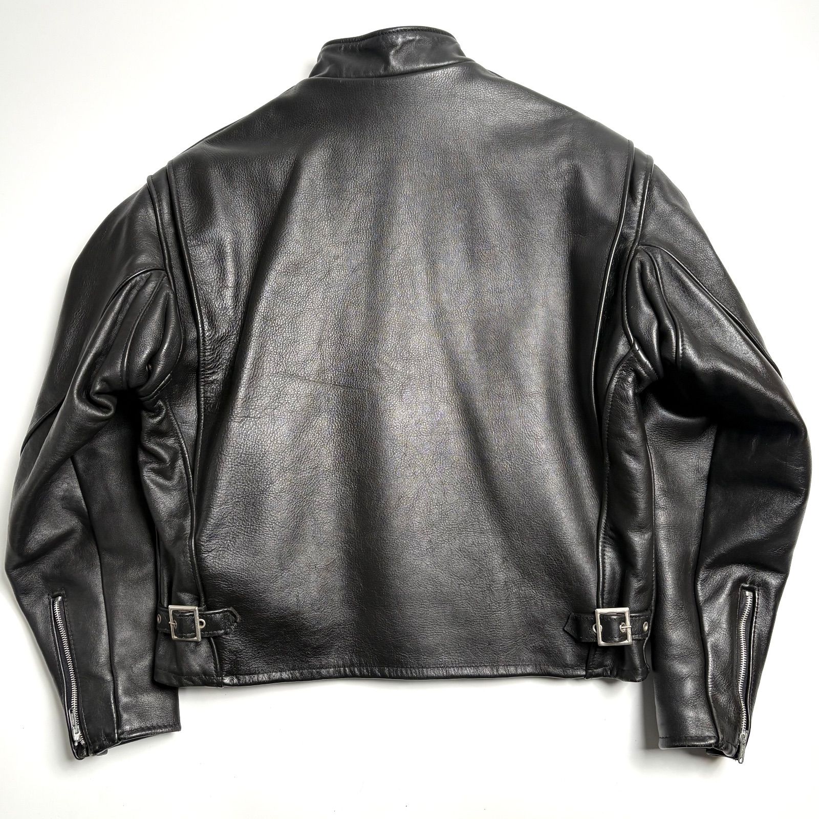 【米国製】Schott レザーライダースジャケット 黒 42 シングル 641E 米国製】Schott レザー ライダースジャケット 黒 42 立襟 シングル