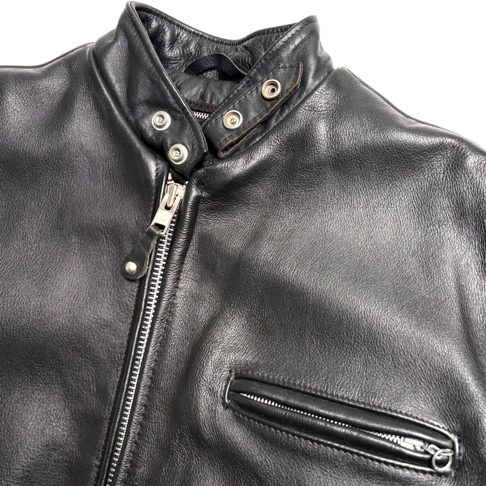 Schott ライダースジャケット 襟付き ボアライナー付 黒 本革 Schott レザー 襟付き ボアライナー ライダースジャケット ブラック 42