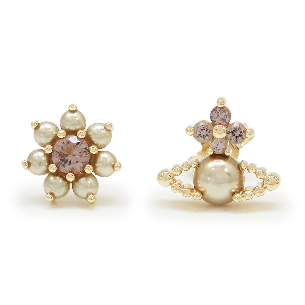 ヴィヴィアンウエストウッド ピアス レディース AGNES スタッドピアス ORB 花 フラワー ゴールド グレージュ 02 R 942 Vivienne Westwood