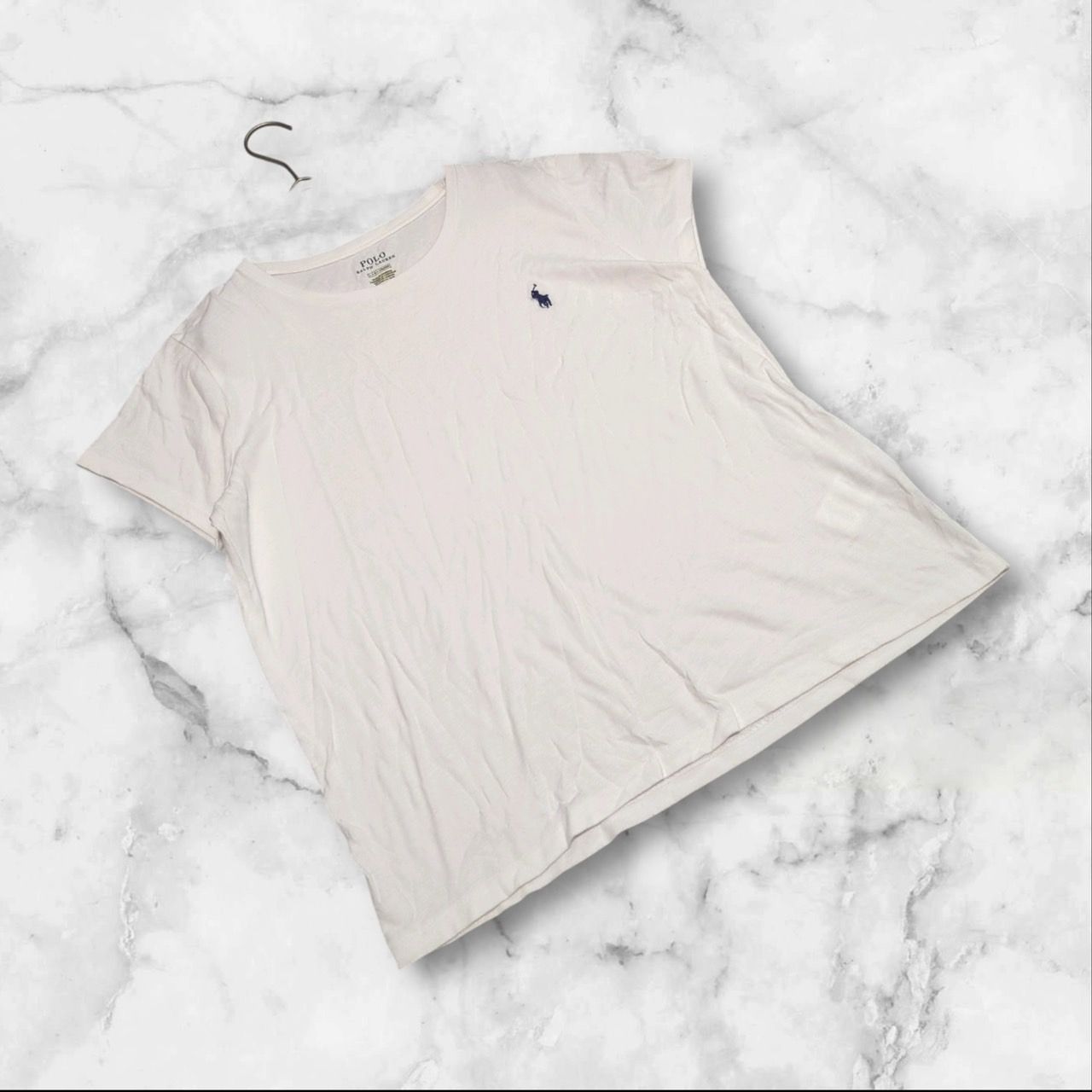 美品✨ポロラルフローレン クルーネック ポニー 刺繍 ベージュ 綿100% M ポロラルフローレン】（L）Tシャツ ポニー刺繍 クルーネック コットン