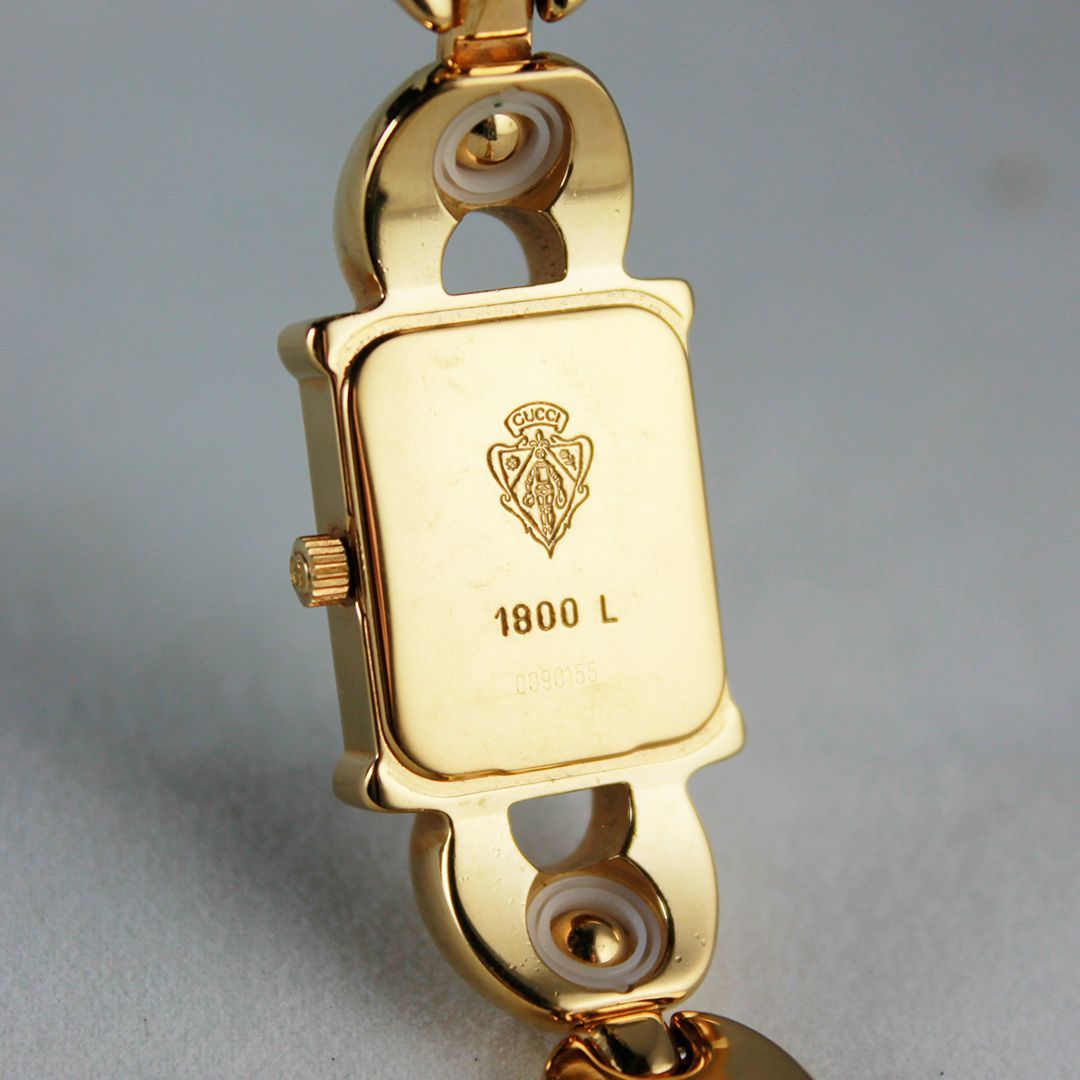  SA 195 GUCCI グッチ 1800 L レディース 腕時計 GP ゴールド 付け替えベルト レザー 革 レクタングル クォーツ シンプル エレガント 銀座サコム堂 期間 販売 腕時計(クォーツ) 腕時計(アナログ)