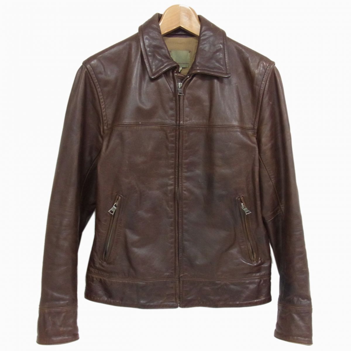 90年代 BANANA 00年 カウレザー ライダースジャケット スタンド ダークブラウン バナナリパブリック 激シブ メンズ
