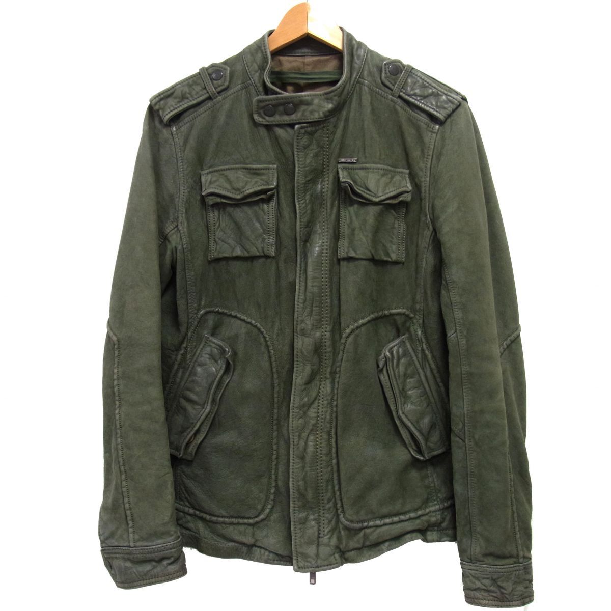 DIESEL ディーゼル レザージャケット 牛革 エポレット ミリタリー メンズ