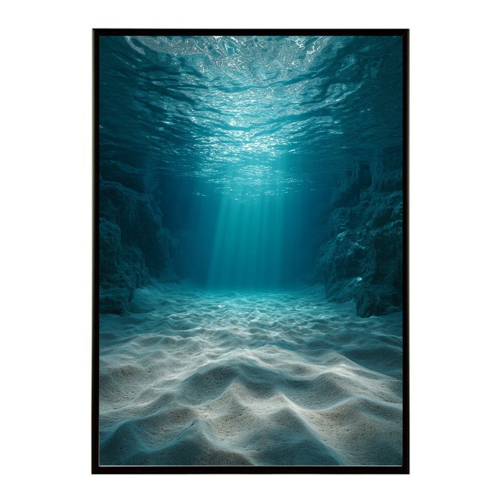 【A3サイズ（約30×42cm）】【lm-poster-3875】【フレーム付き】ポスター 水色界隈 部屋飾り 深海 海 青 光 幻想的 推し活 壁掛け 神秘的