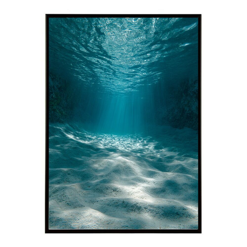 【B2サイズ（約51x73cm）】【lm-poster-3879】【フレーム付き】ポスター 水色界隈 部屋飾り 深海 海 青 光 幻想的 推し活 壁掛け 神秘的