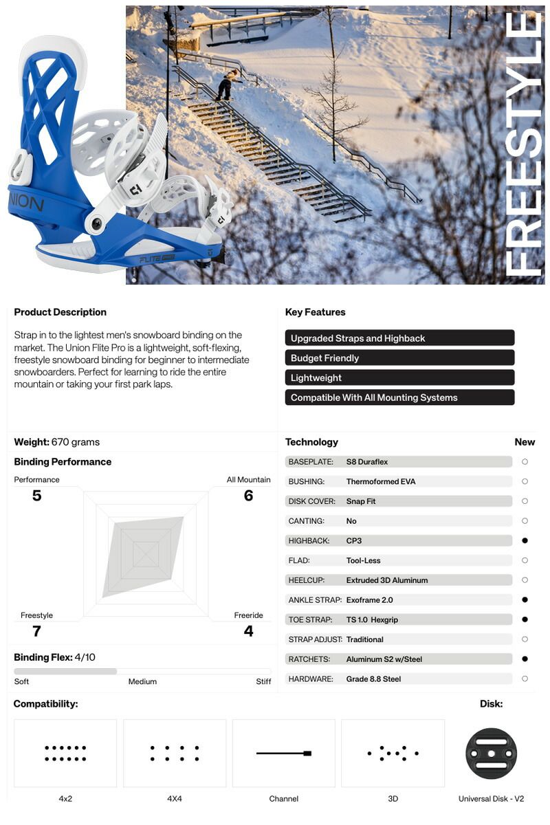 25 26 UNION ユニオン FLITE PRO フライトプロ メンズ レディース ビンディング バインディング スノーボード 2026