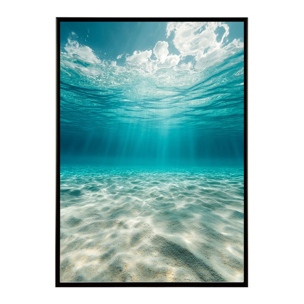 【B2サイズ（約51x73cm）】【lm-poster-3988】【フレーム付き】ポスター 水色界隈 部屋飾り 深海 海 青 光 幻想的 推し活 壁掛け 神秘的