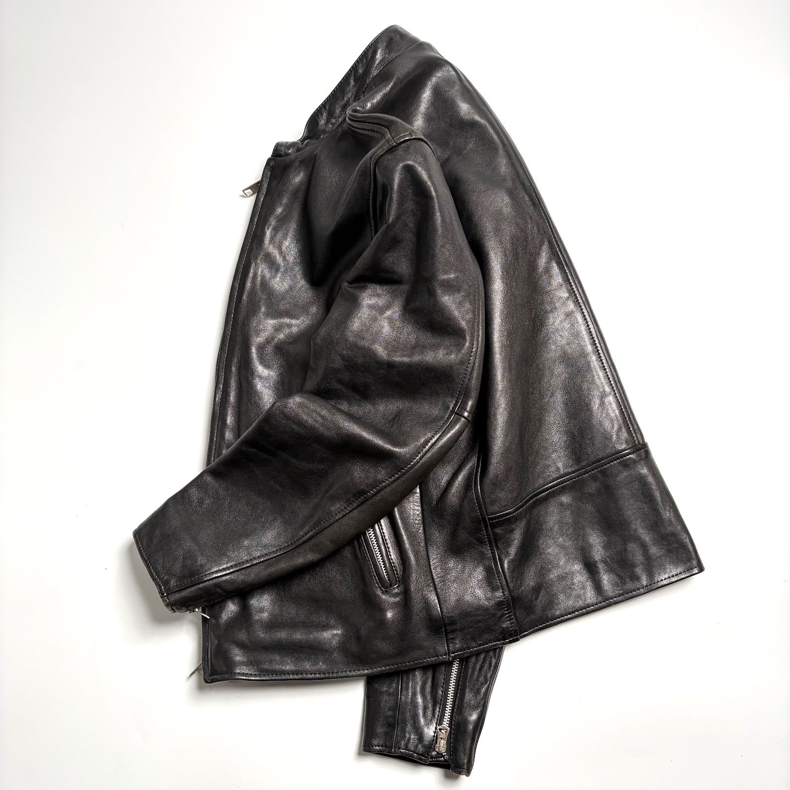 羊革】Schott x FREAK'S STORE 別注 レザー ライダースジャケット 黒 L