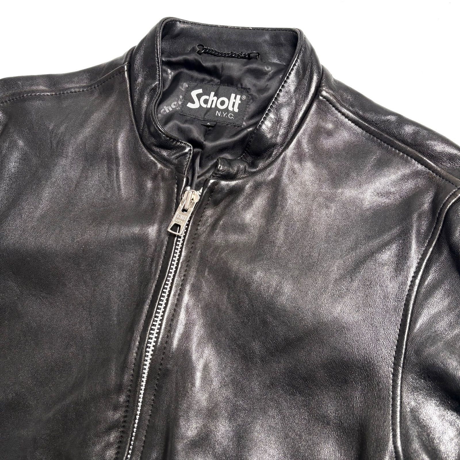 羊革】Schott x FREAK'S STORE 別注 レザー ライダースジャケット 黒 L