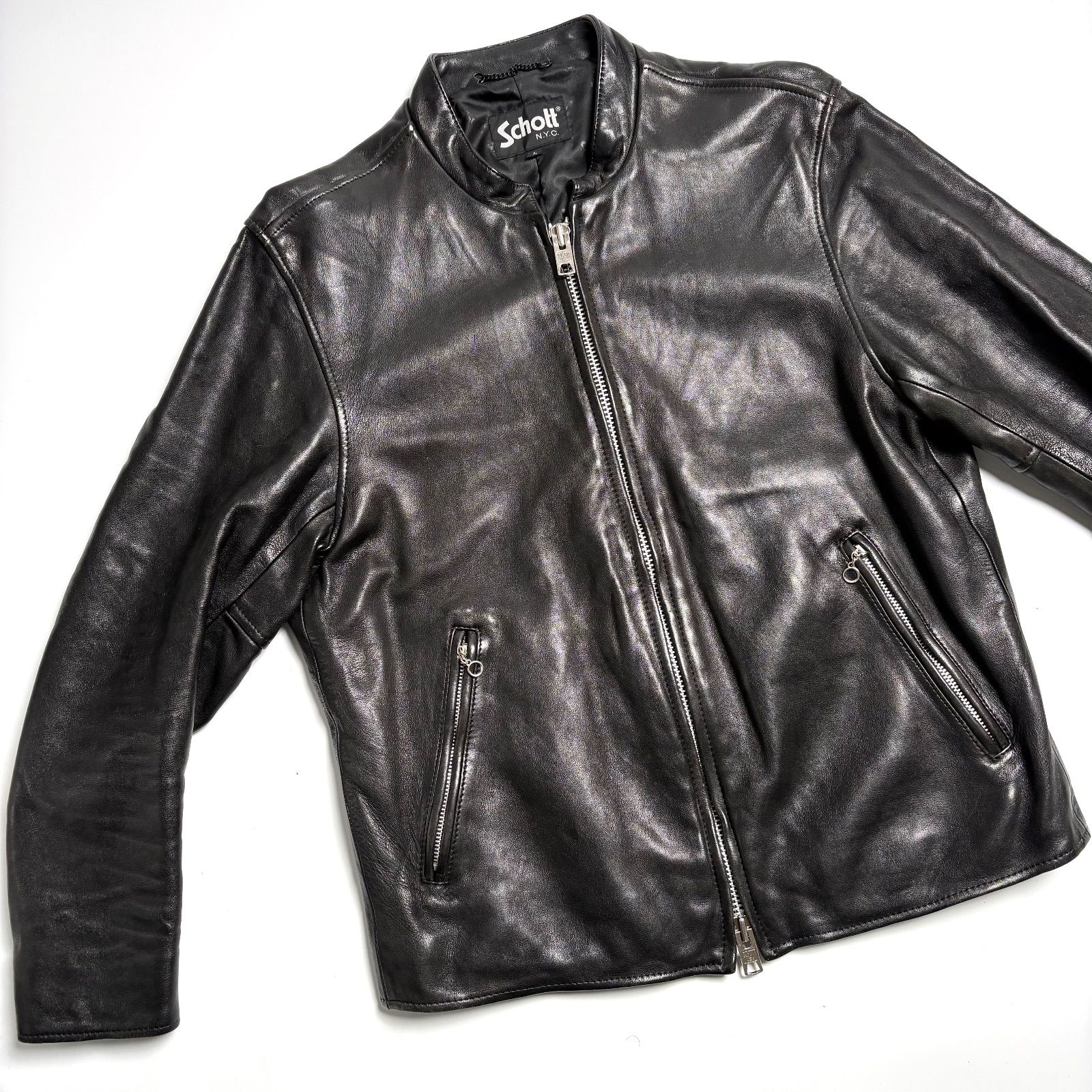 羊革】Schott x FREAK'S STORE 別注 レザー ライダースジャケット 黒 L