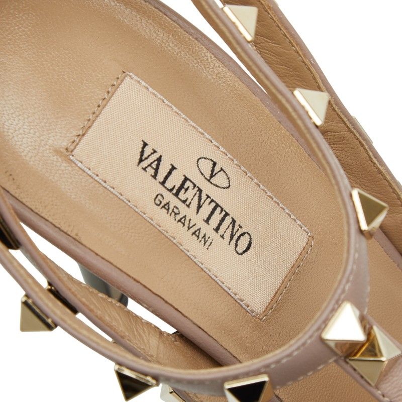  ヴァレンティノ ロックスタッズ パンプス ハイヒール ポインテッドトゥ サイズ37 グレー系 ピンク系 エナメル レディース 1-0248183 ハイヒール パンプス パンプス