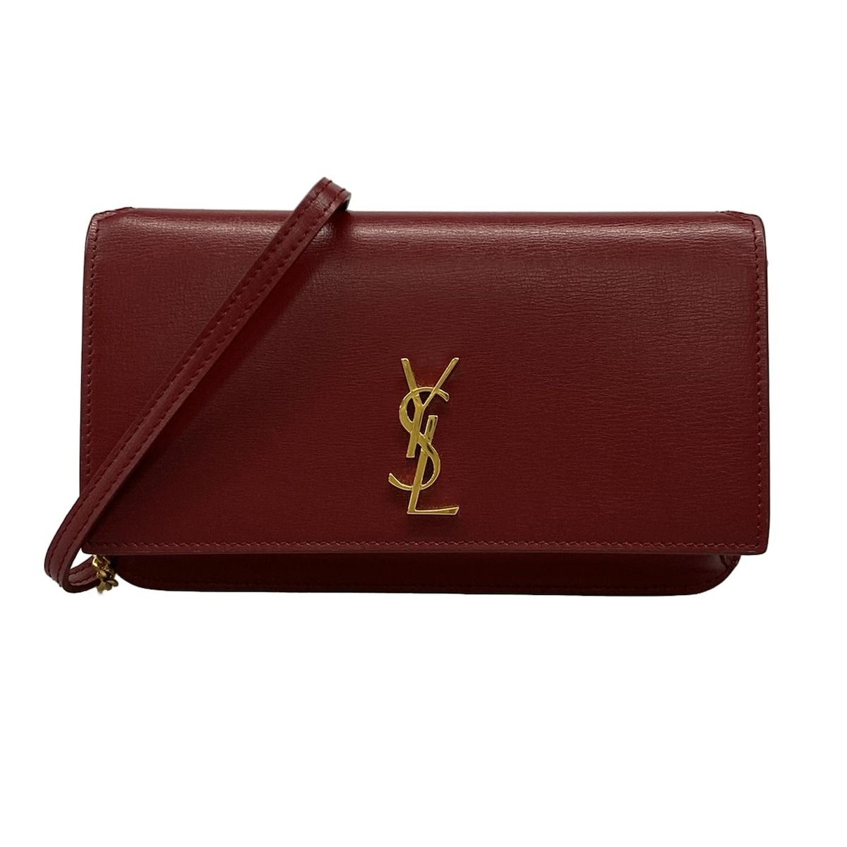 サンローランパリ ショルダーバッグ モノグラム フォンホルダー 635095 ボルドー チェーンショルダー レザー