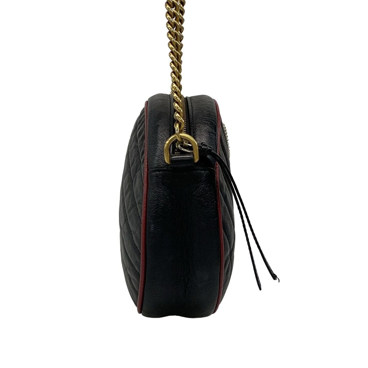 GUCCI グッチ ショルダーバッグ GGマーモント 550154 黒×レッド レザー