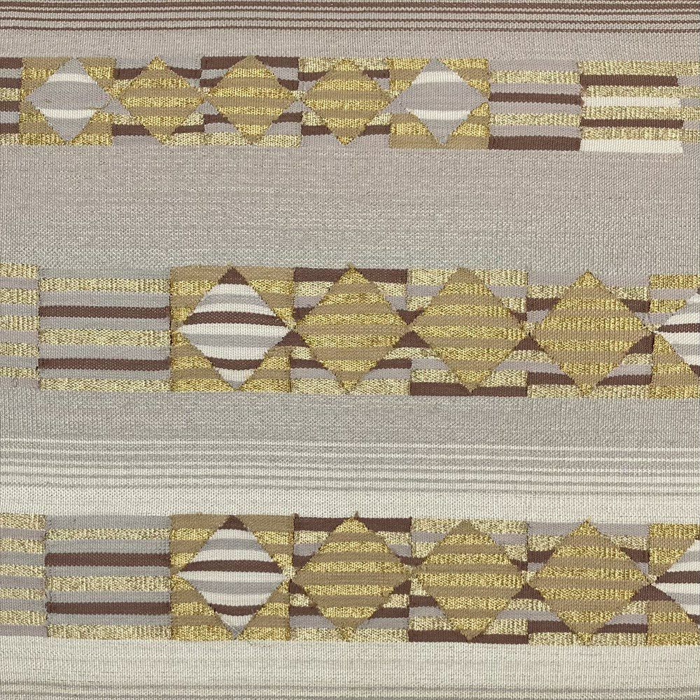 たんす屋 リユース帯 帯 袋帯 ベージュ セミフォーマル カジュアル 六通 金糸 横段 幾何学