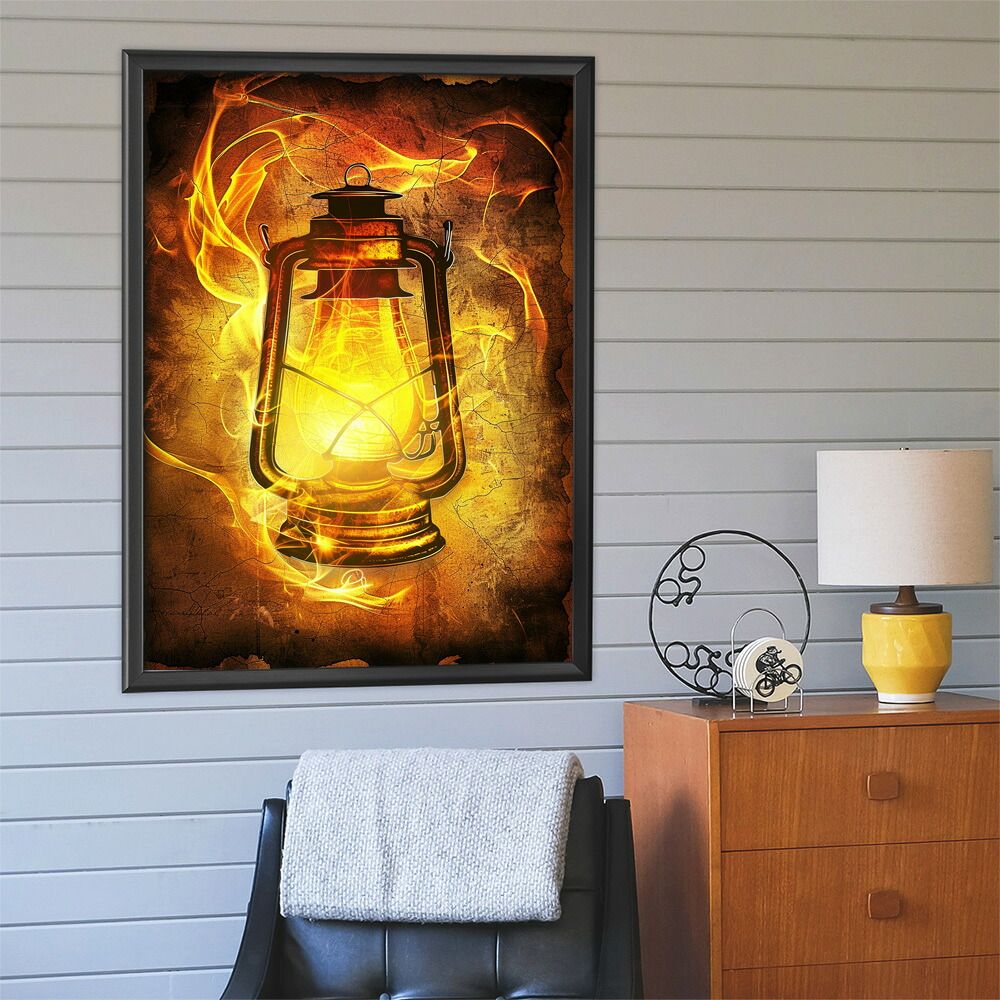 B4サイズ（約25x36cm）】【lm-poster-4047】【フレーム付き】ランタン