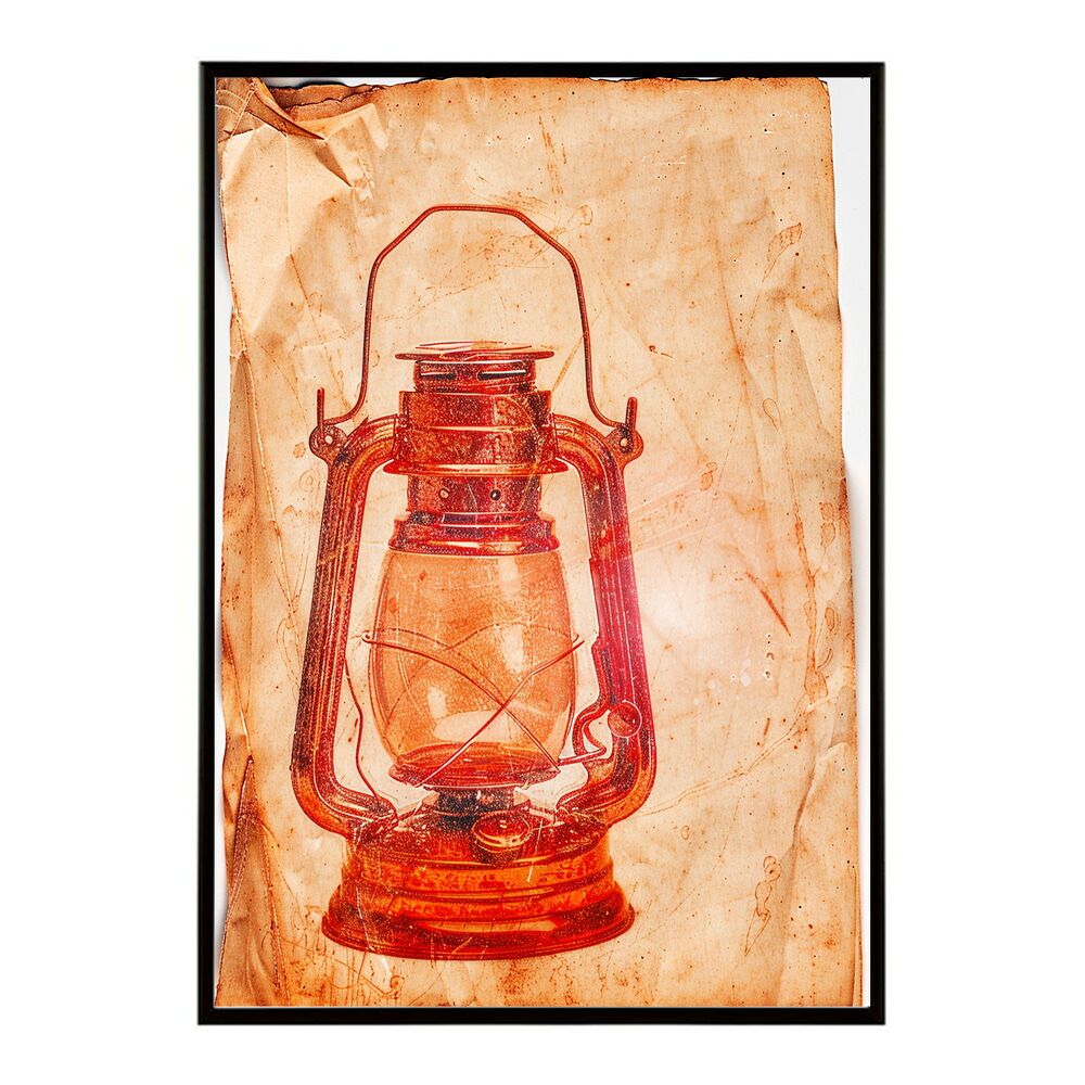 【A1サイズ（約59x84cm）】【lm-poster-4052】【フレーム付き】ランタン キャンプ 明かり ランプ グランピング レトロ ビンテージ ポスター イラスト