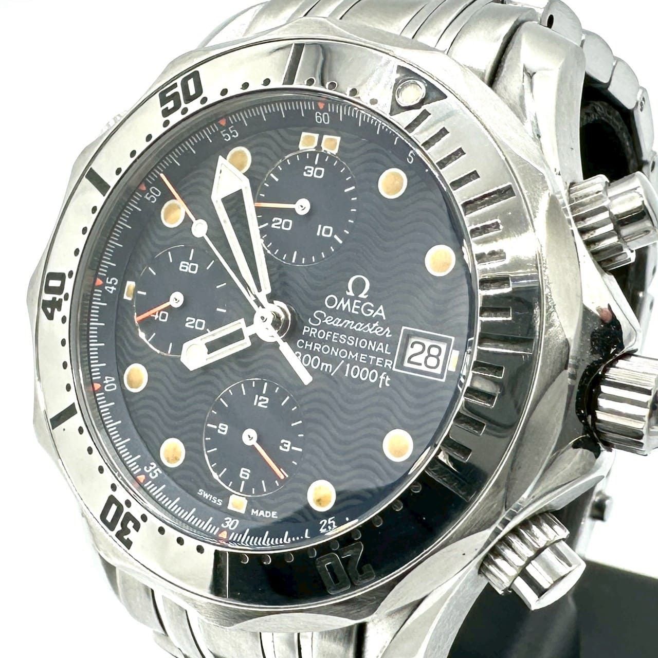 OMEGA オメガ 2598.80 シーマスター 300 m プロフェッショナル クロノグラフ デイト 余りコマあり 腕時計 自動巻き SS ネイビー メンズ ブランド