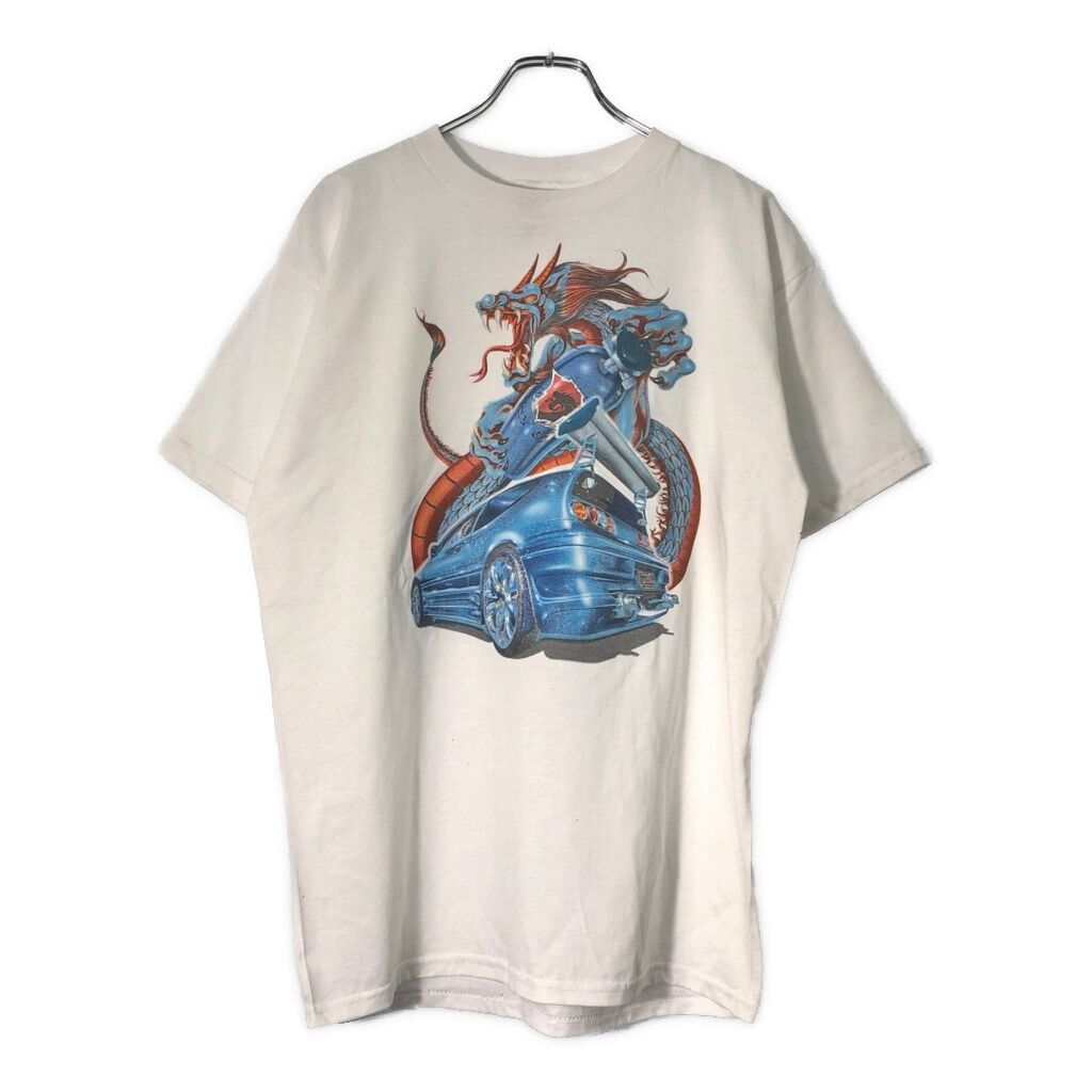00年代 FRUIT OF THE LOOM フルーツオブザルーム 龍 ドラゴン Ｔシャツ ホワイト メンズ L 古着 V 9038