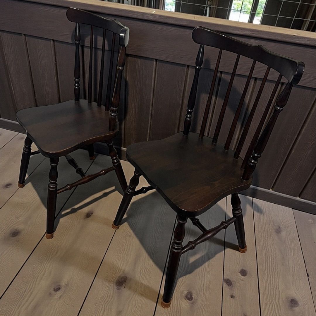 池田木工 ウィンザーチェア 2脚 レトロ アンティーク ラベルあり 時代物