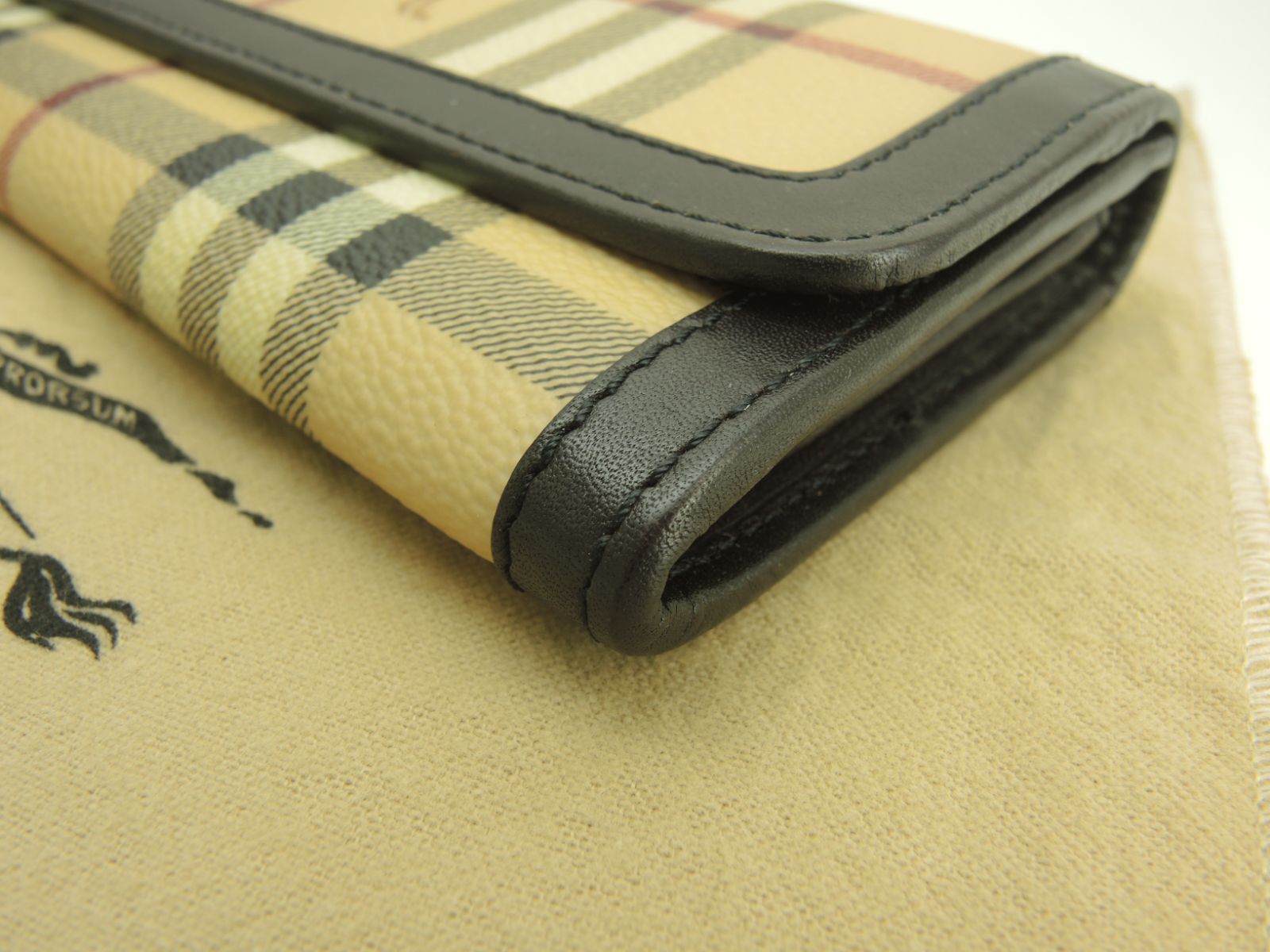  バーバリー 2折長財布 ノヴァチェック ベージュPVC 茶革 ロングウォレット 3 長財布 小物