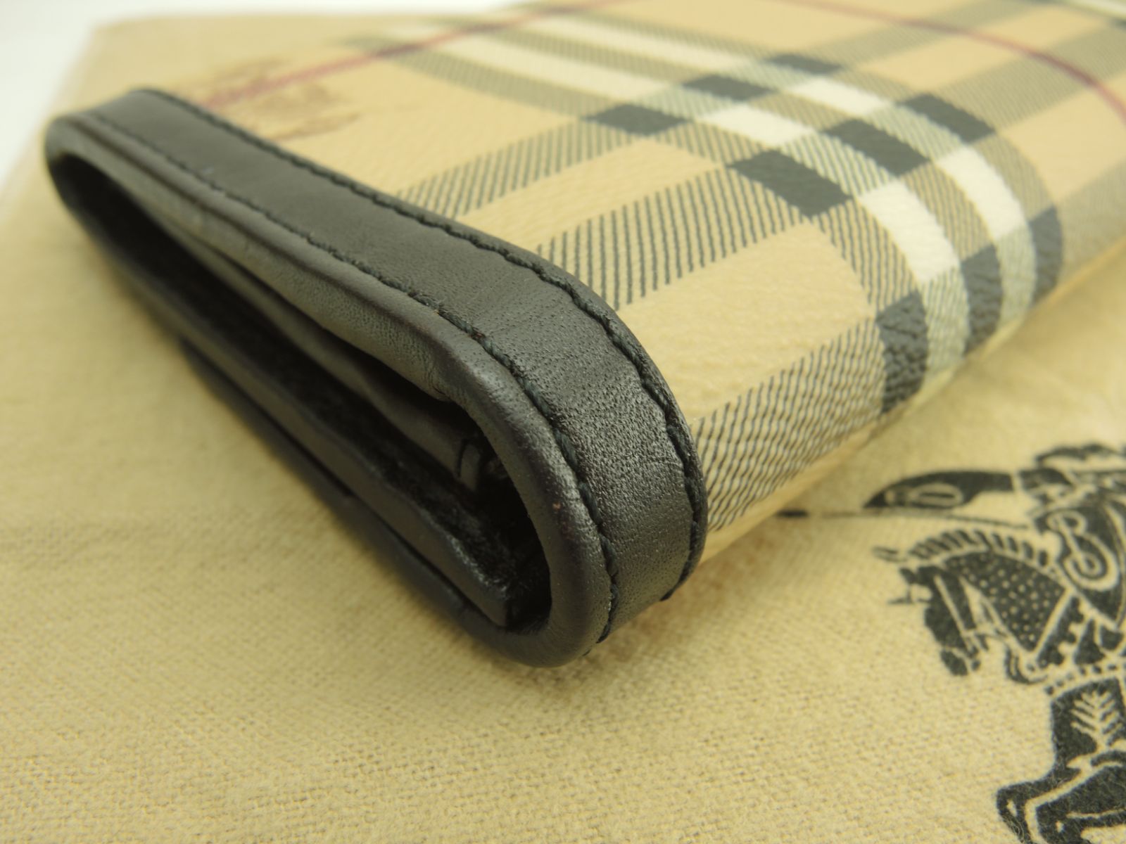 バーバリー 2折長財布 ノヴァチェック ベージュPVC 茶革 ロングウォレット 3