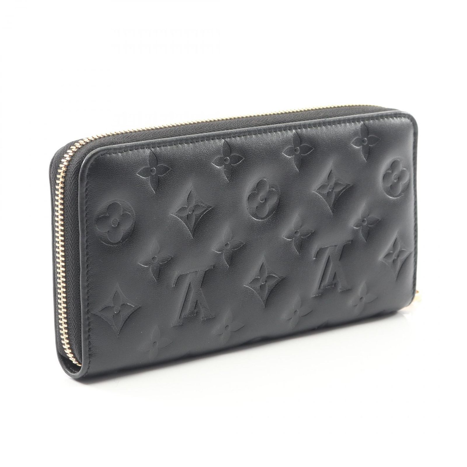 LOUIS VUITTON ルイ ヴィトン ジッピーウォレット クッサン モノグラムエンボス ノワール ラウンド長財布