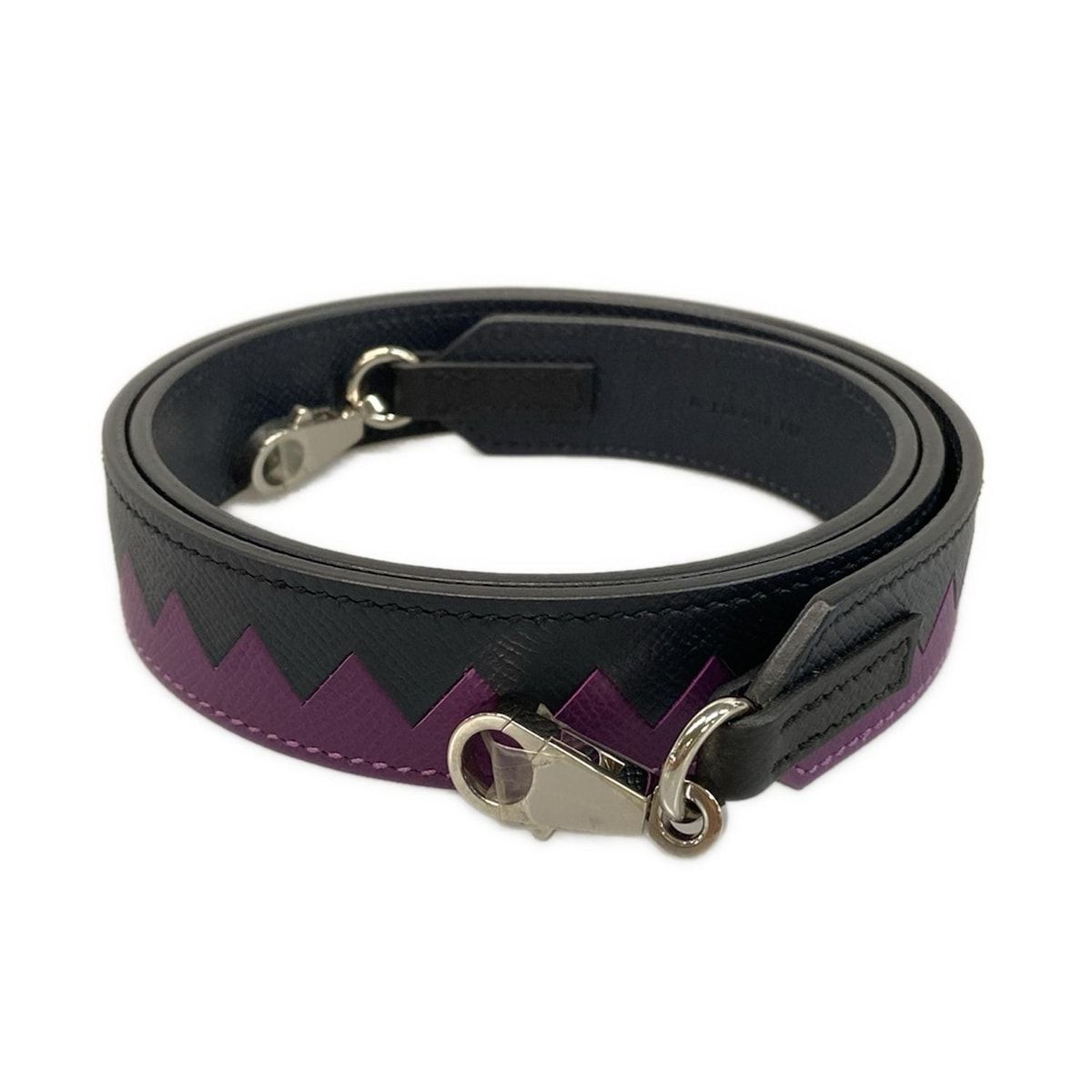 エルメス ショルダーストラップ バンドリエール トレサージュ ドゥ キュイール 30 mm アネモネ ブルーインディゴ 黒 シルバー金具