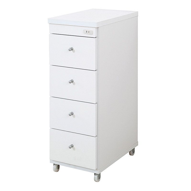 コンセント付 すき間収納ワゴン 幅30 奥行44cm すき間収納 収納家具 ランドリー収納 キッチン収納 トイレ収納