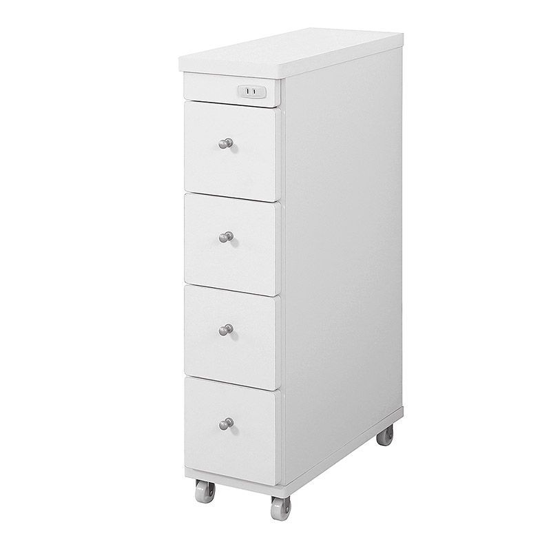 コンセント付 すき間収納ワゴン 幅20 奥行44 cm すき間収納 収納家具 スリム収納 キッチン ランドリー トイレ